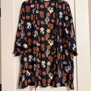 Berry N Cream Cactus Kimono Jacket - Navy and Orange size Small